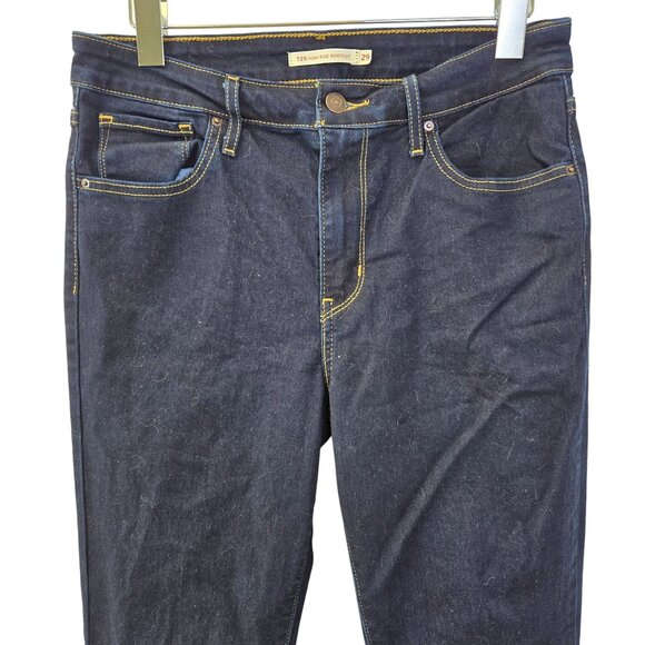 Levi's 725 High Rise Bootcut Dark Wash Jeans Size 29 - Picture 4 of 6